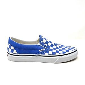 VANS Blue and White Checkerboard Classic Mens Slip-On Shoes